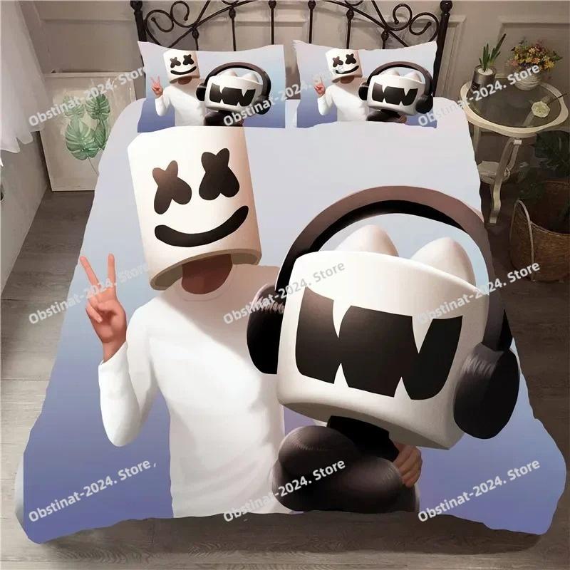 DJ Lovers Постельное белье Декор спальни 3D узор Маршмелло Мягкое пододеяльник с наволочкой Хип-хоп Музыка EDM Мозаика DJ Комплект постельного белья