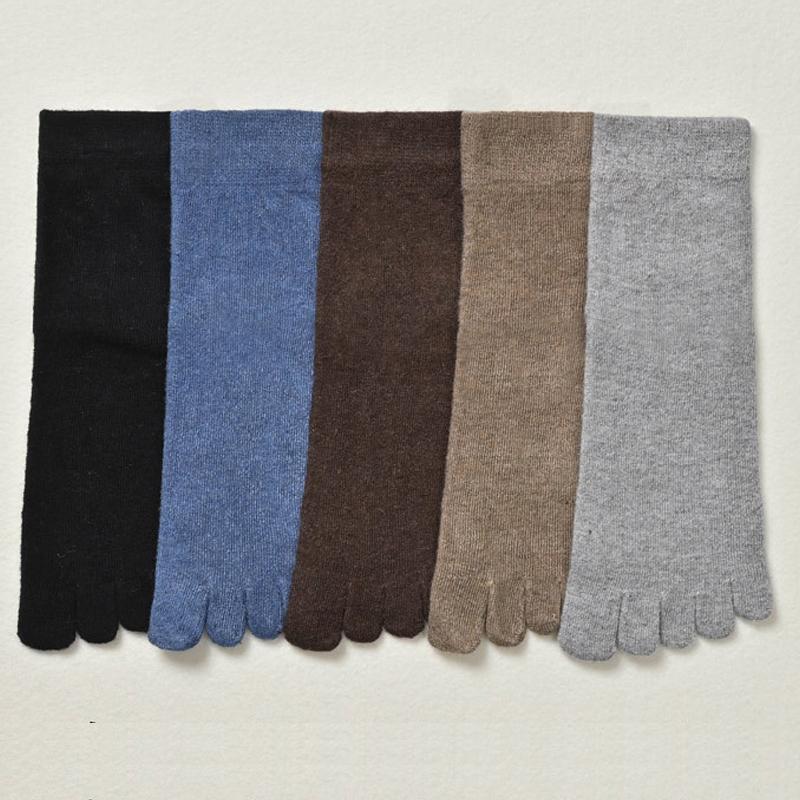 1/5 пары шерстяных коротких носков с пальцами, зимние мужские, мягкие, эластичные, прочные, деловые, впитывающие пот, толстые, теплые, 5-пальцевые носки