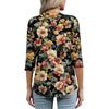 Women's Tops Three-quarter Sleeve Shirt V-neck Loose Casual Shirt Print T-shirt