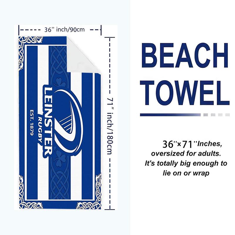 Leinster Rugby Print Beach Towel, Large Soft Quick Dry Towel for Beach Camping Swimming