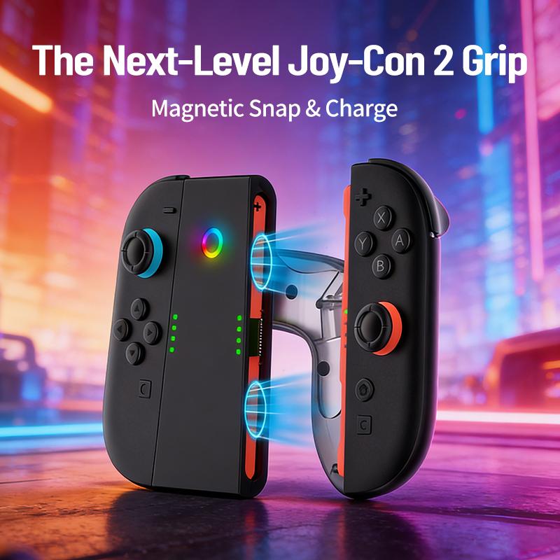 Зарядная рукоятка для Switch 2 JoyCon Многофункциональная ручка Держатель Зарядная док-станция Type-C Адаптер-рукоятка для аксессуаров NS Switch2