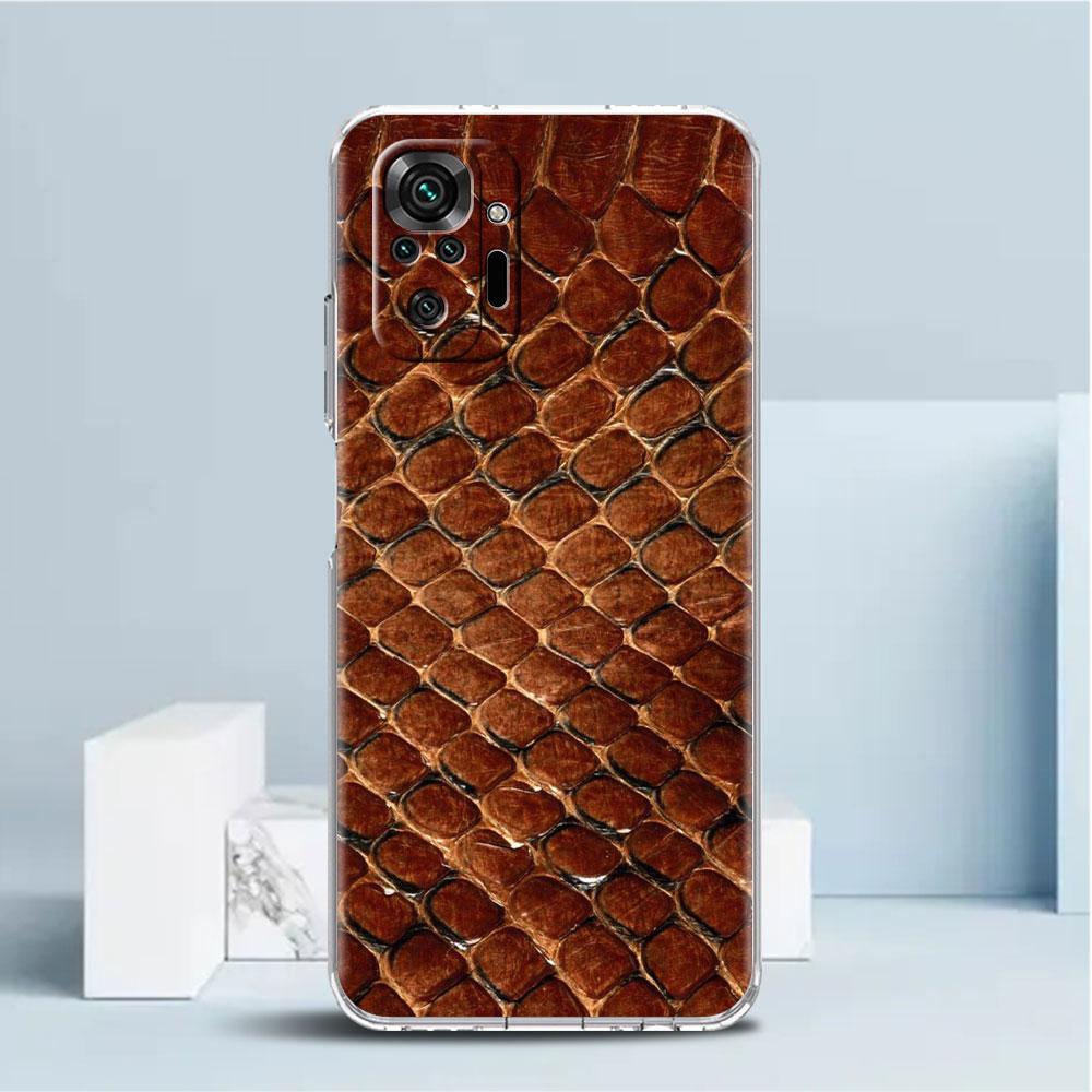 Чехол с принтом змеиной кожи для Xiaomi Redmi Note 11 Pro 10 9 9S 8 8T 7 9A 9C 9T 10 10C K40, прозрачный мягкий чехол из ТПУ