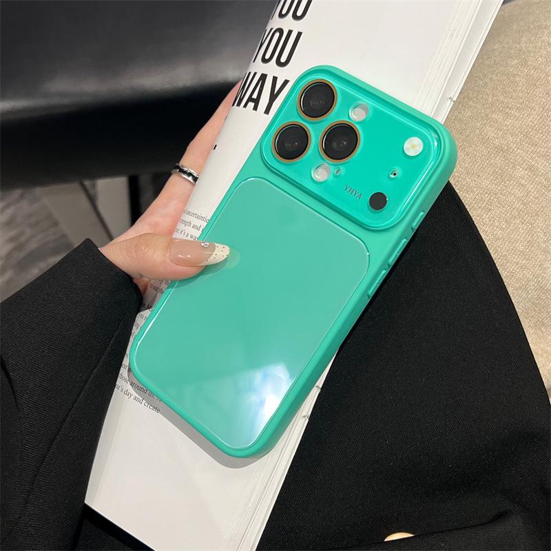 Solid Color Personalized Protective Case for iPhone 17 Pro Max with Large Glass Back Panel
