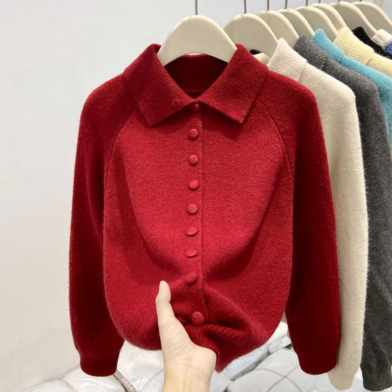 Водолазка утолщенный свитер женский однобортный вязаный жакет топ весна мягкий восковой свободный и тонкий кардиган