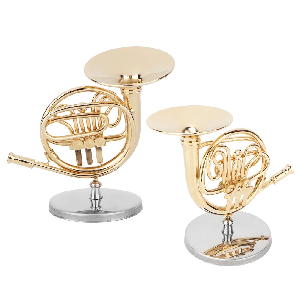 ature French Horn Delicated Golden Instrument Ornament Decoration for Music Lover