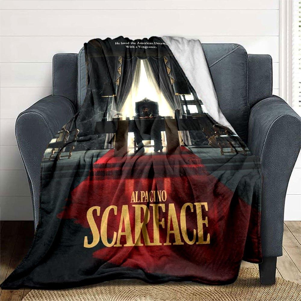 1pc Scarface-Inspired Flannel Blanket - Soft Cozy All-Season Throw for Bedroom, Sofa, Camping, Travel - Perfect Gift for Movie FansB53