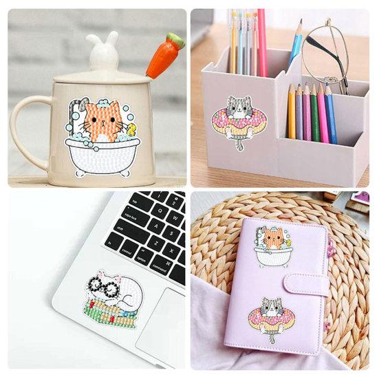 Набор наклеек со стразами в форме мультяшного кота, красочные стразы, яркий цвет, алмазный художественный комплект, подарок для ювелирных изделий