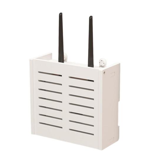 WiFi Router Storage Box Wall Mount Wooden Router Shelf Organizer Power Strip Cable Management Hider Rack for Modem Cable Router Cover