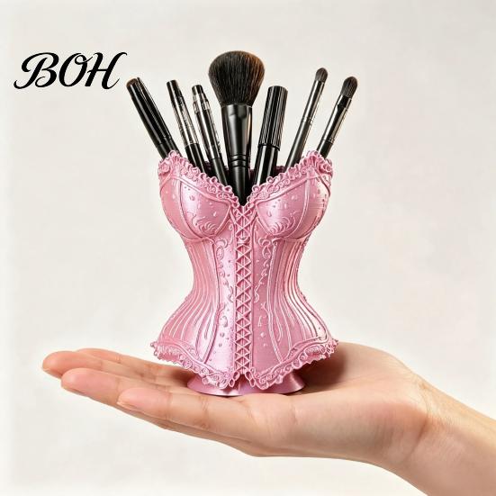 Personalized Desk Organizer Gothic Corset Pen Holder, 3D Printed Vintage Dark Makeup Brush Niche Home Decor Decorative for Office Vanity, Halloween