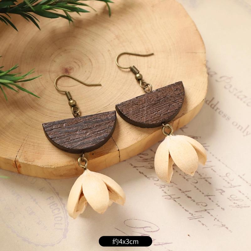 Оригинальные серьги Mori Plant Fruit, натуральные желуди, ручная работа, ретро-женские длинные серьги, этнический стиль, литературная и традиционная китайская медицина
