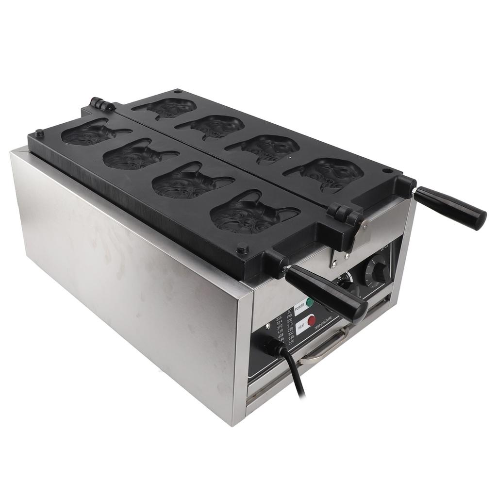Профессиональная вафельница с антипригарным покрытием, 8 форм, забавная форма бульдога, двусторонний нагрев, электрическая вафельница