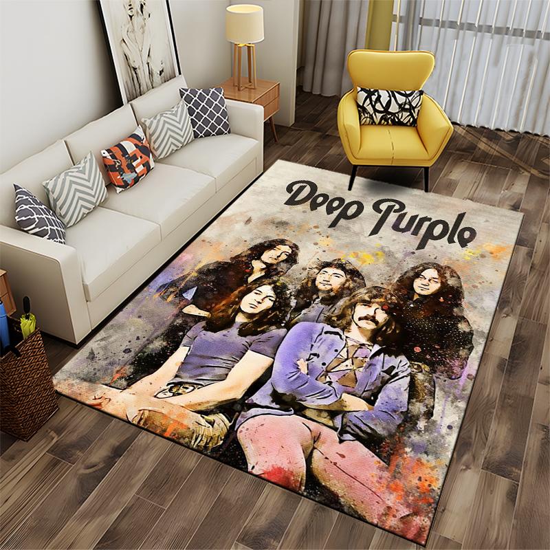 Deep Purple Band Art Non-slip rug suitable for living room and bedroom sofas.