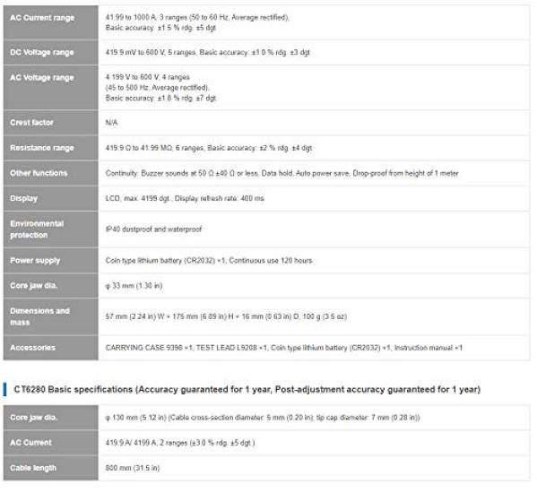 Hioki Electric AC Clamp Meter Small/Thin 3280-10F