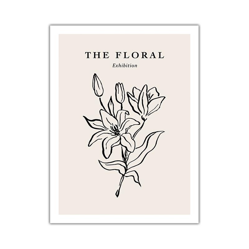 Beige Flowers Beauty Line Drawing Leaves Retro Wall Art Canvas Painting Nordic Posters And Prints Pictures for Living Room Decor