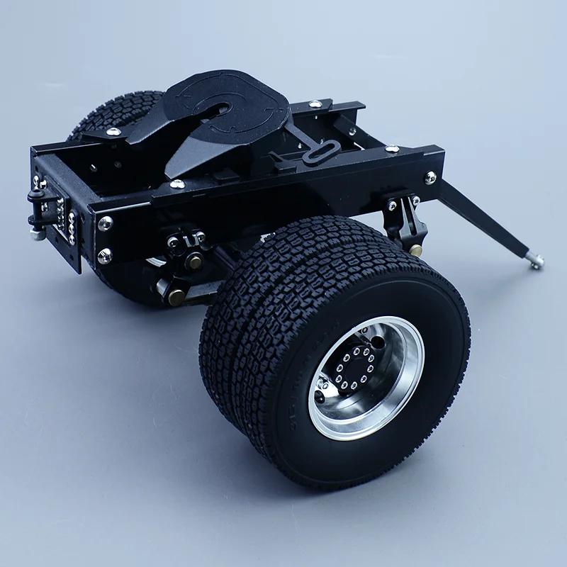 All Metal 1&2 Axles Trailer with Traction Fifth-wheel for 1/14 Tamiya RC Truck SCANIA 770S VOLVO FH16 BENZ MAN LESU Car