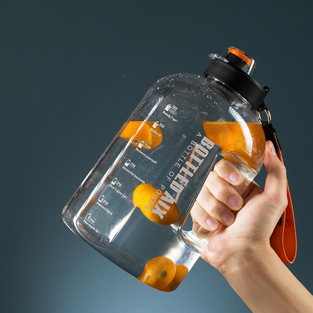 2.2L Спортивная бутылка для воды Большая емкость 1 галлон бутылка для воды со шкалой времени BPA Free пластиковая бутылка для воды для фитнеса на открытом воздухе
