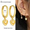 YUXINTOME 925 Silver Ear Needle Zircon Hoop gold Earrings For Women Square Plate Pendant Cutout Heart Earrings Fashion Jewelry