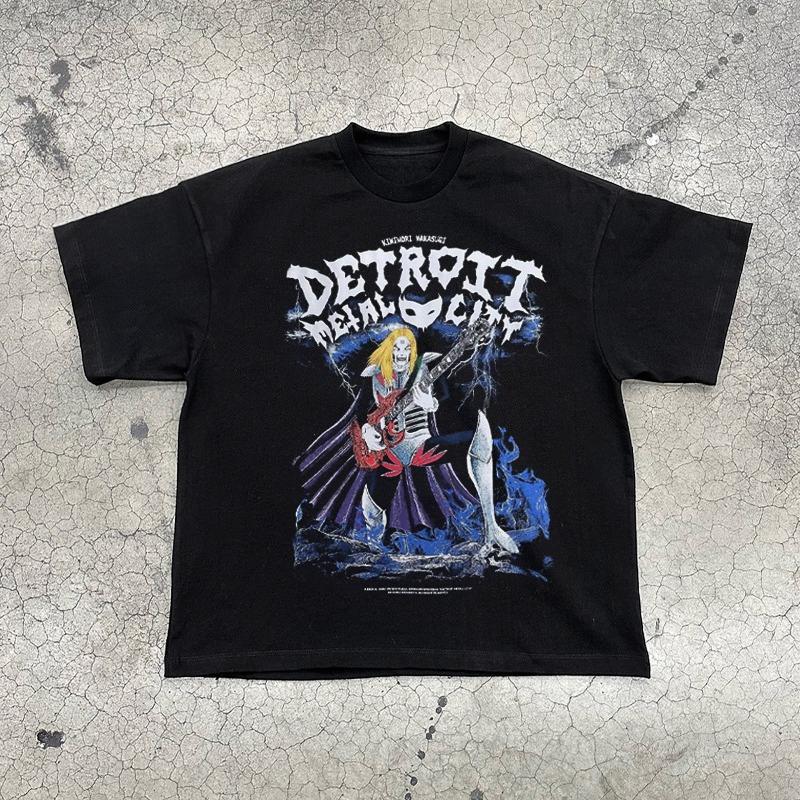 Футболка с коротким рукавом в стиле рок Burst Detroit Metal City винтажная хип-хоп для мужчин и женщин винтажная с рукавом до локтя