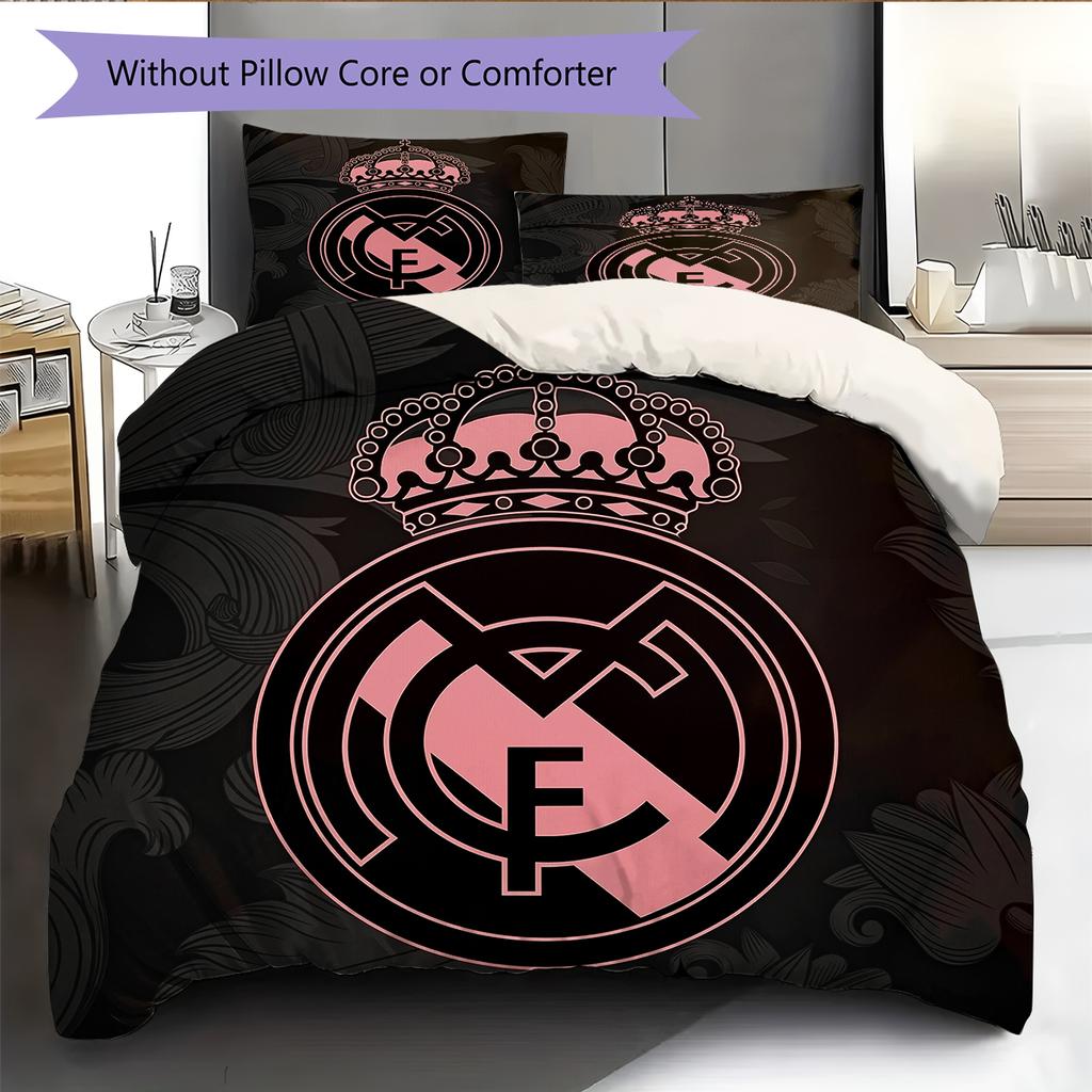 Madrid team Pattern Bedding Home Decoration Birthday Gift (1 * duvet cover + 2 * pillowcase, without core)