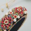 Heming Retro Velvet Headband with Diamond and Pearl Embellishments for Women