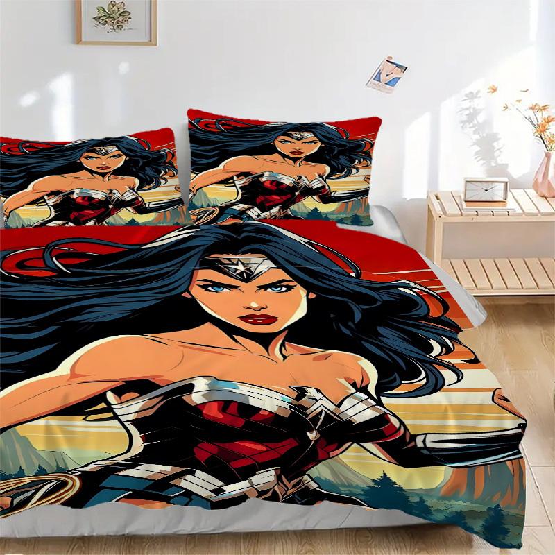 3pcs Wonder Woman, Superhero Cover Set,Soft Comfortable Duvet Cover,Guest Room (1*Duvet Cover + 2*Pillowcases, Without Core) yy251024155