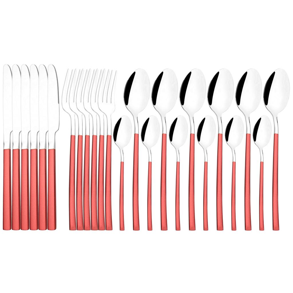 Western 24Pcs Black Gold Dinnerware Set Luxury Knives Fork Tea Spoon Cutlery Set Stainless Steel Flatware Tableware Kitchen Silverware