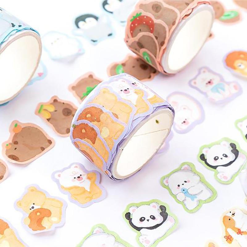 100 листов мультфильм граффити маленькие животные декоративная лента креативный ручной счет коллаж материал наклейки рулон школьные канцелярские принадлежности