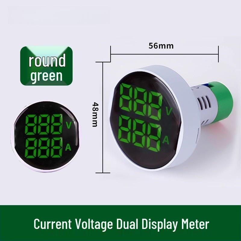 22mm Dual Display LED Voltage Current Frequency Meter - Round/Square