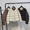 Thin down jacket women's short autumn and winter new models, small simple foreign style round neck white duck down to keep warm