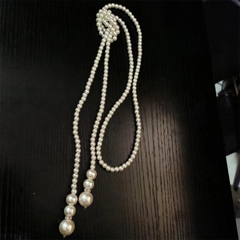 Элегантный двухслойный искусственный жемчуг свитер ожерелье для женщин женские воротники длинное цепное ожерелье