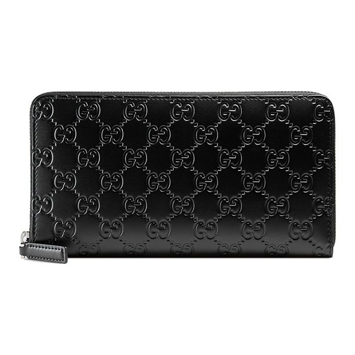 Gucci Monogram Logo Embossed Long Zipper Leather Wallet Clutch Unisex Wallets Black 447906-CWC1R-1000