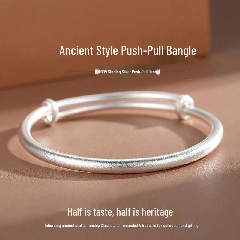 Женский браслет из стерлингового серебра 999 пробы: Древний метод, Сплошной круг, Студенческая версия, Рождественский подарок.