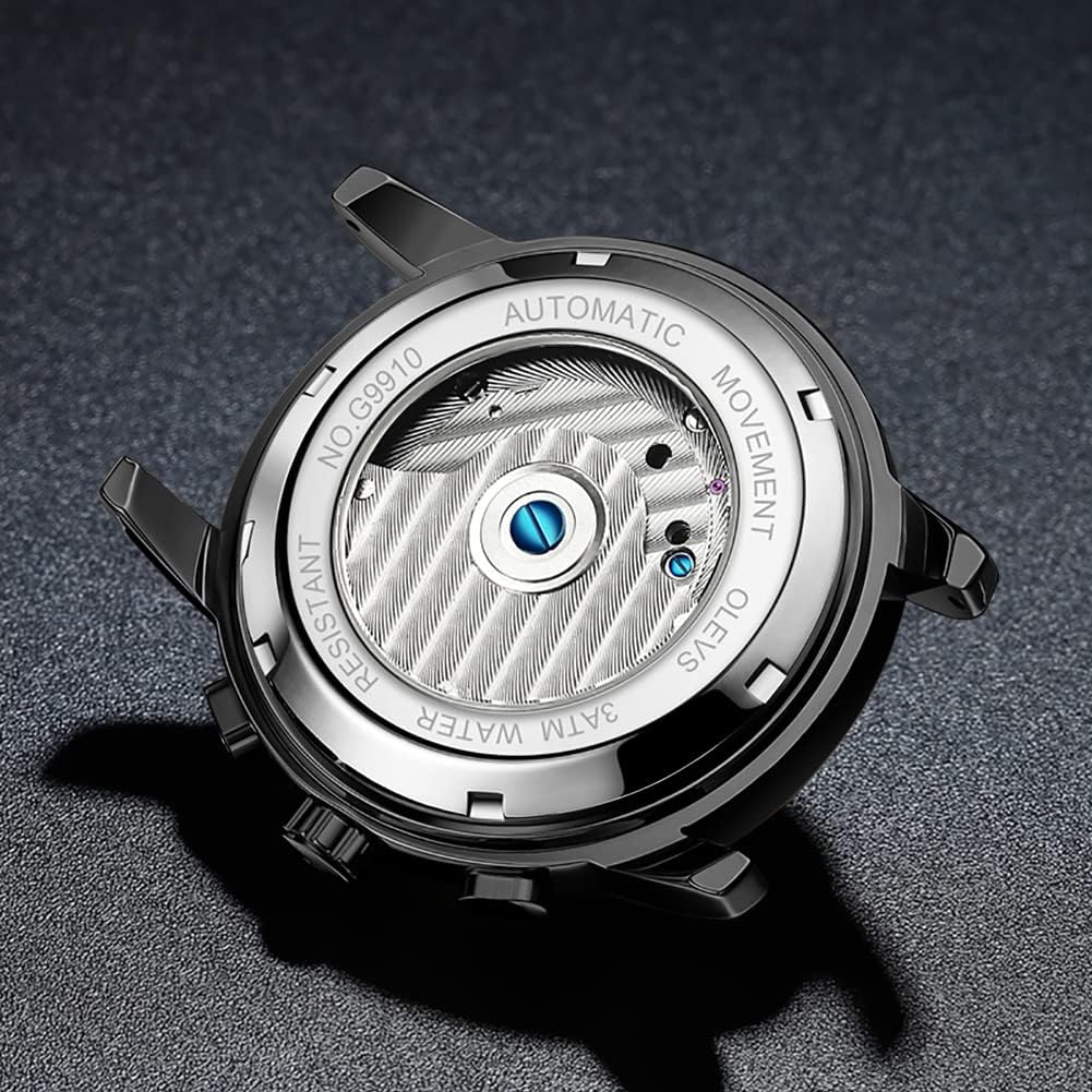 Стильные крутые черные автоматические скелетонированные водонепроницаемые светящиеся деловые модные наручные часы популярного бренда черного цвета [OLEVS] мужские [Товар]