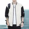 Осень-весна мужская бейсбольная куртка с воротником-стойкой на молнии контрастного цвета большого размера, свободная, тонкая, с карманами