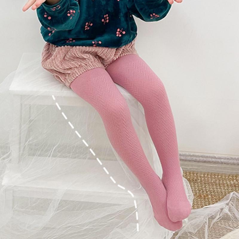Колготки для девочек, однотонные, с волнистым узором, детские колготки из чесаного хлопка, эластичные колготки для танцев