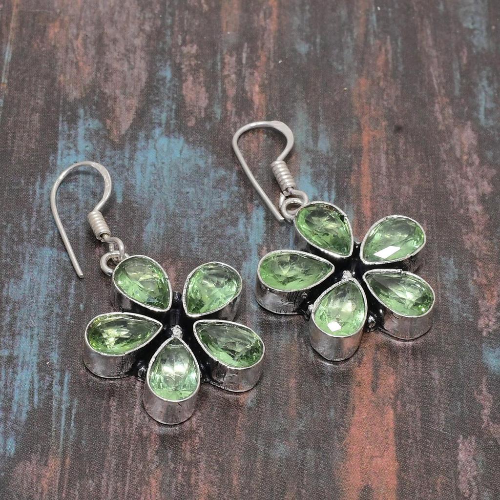 Tsavorite Gemstone Handmade 925 Sterling Silver Jewelry Earring For Christmas Gift