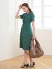 L By L Green Collar Button Detail Linen Blend Dress