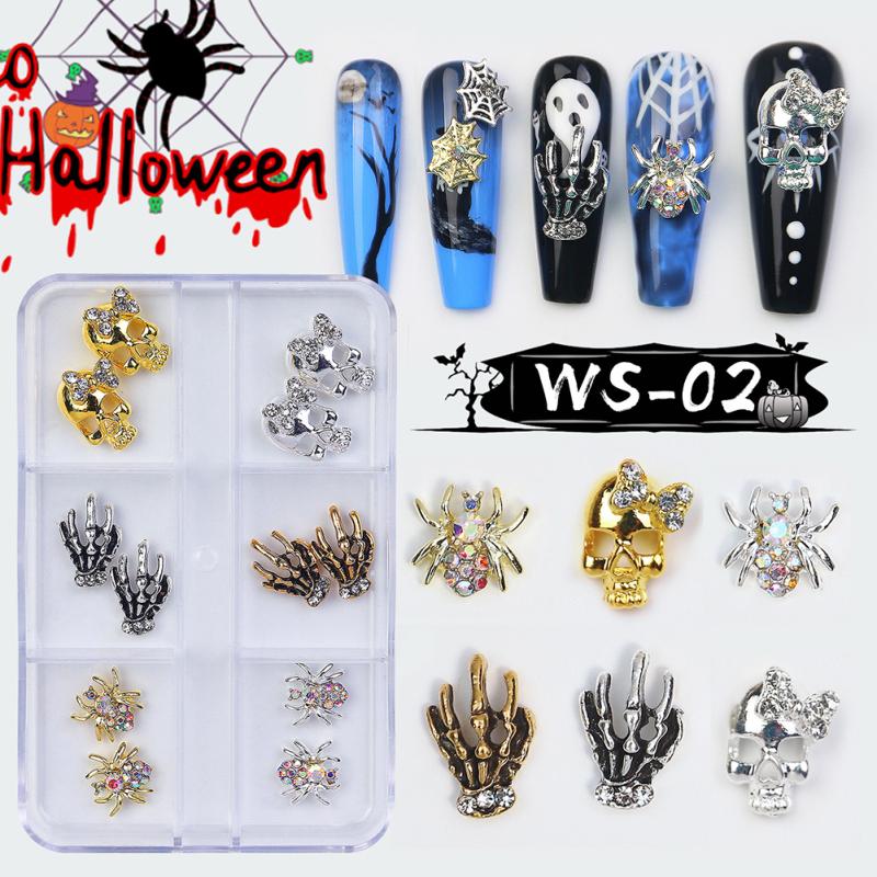 Хэллоуин Алмазные пластины для штамповки ногтей паук череп узор Diy наклейки для дизайна ногтей наклейки для ногтей