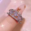 Модное кольцо Маркиза, полностью инкрустированное белым цирконом, медное, темпераментное, женское, с четырьмя крапанами, подарок на День святого Валентина