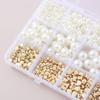 1890pcs 4/6/8/10/12mm Size DIY Bracelet Beads with Gold Beads Crafting Beads  for Necklaces