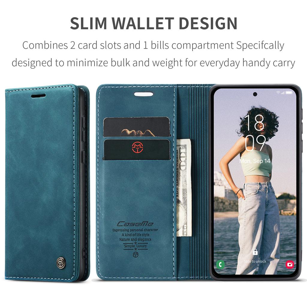 CASEME 013 Series For Samsung Galaxy A35 5G Case Stand Magnetic PU Leather Phone Cover