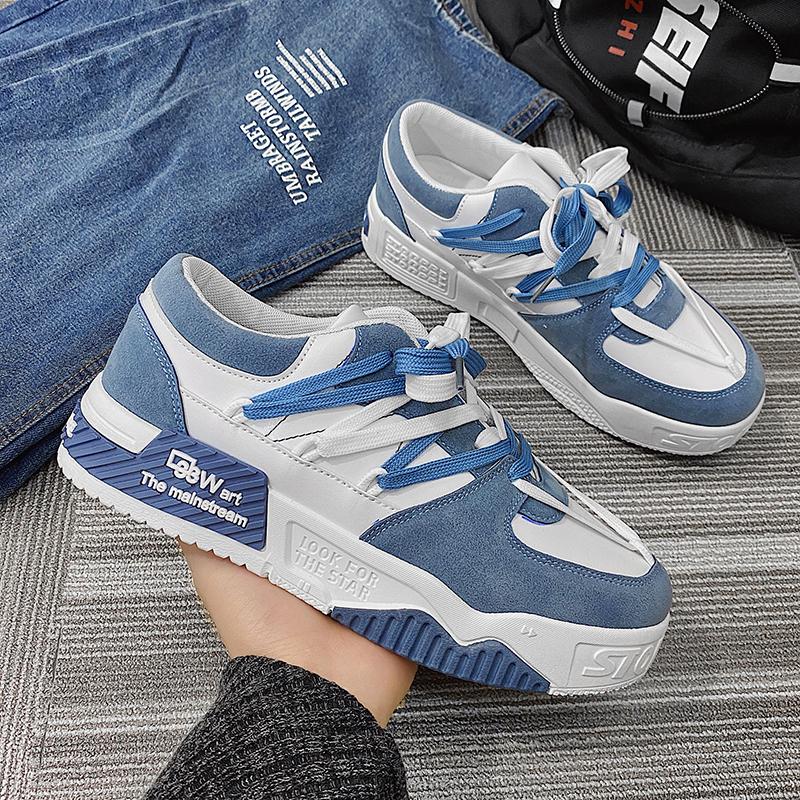 Fashion Designer Shoes for Men Casual Platform Sneakes Two-tone Lace Up Trainers Fashion Student Sneakes Mens Vulcanized Tenis Masculino