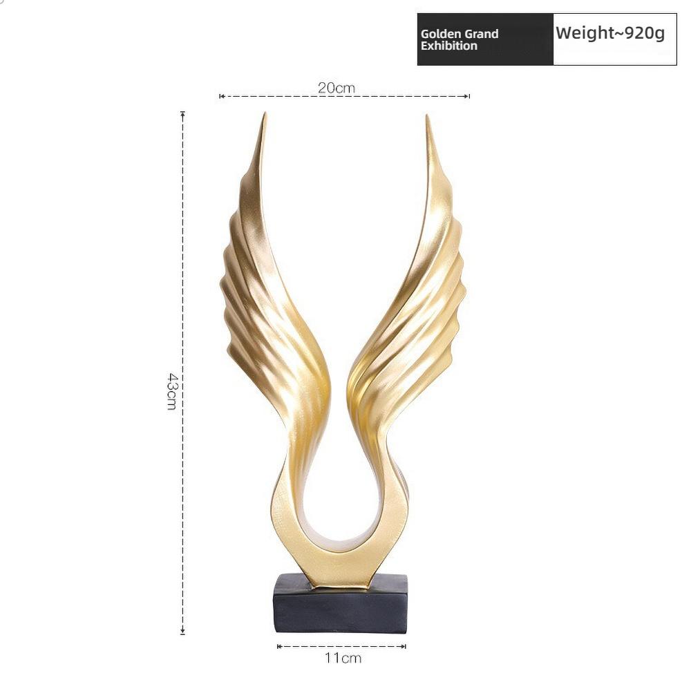 Minimalist Golden Angel Wing Figurine - Small Resin Memorial Gift for Healing, Hope Desk Decor for Her/Him