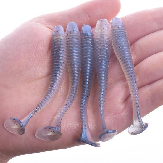 10/30/50Pcs Fishing Lures Soft Baits with T-Tail Vibrant Color Tear-Resistant Reusable Flexible Soft Artificial Lures Fake Baits