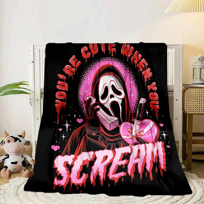 Ghostface Night Horror Blanket Flannel Blanket for bed, sofa, Camping, Hiking, Picnic Essentials, gift for family Fan gifts