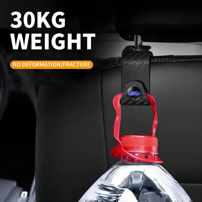 Car Seat Hook Multi-Purpose Carbon Fiber Texture On-Board Hooks For Ford Focus 3 2015-2018 Kuga 2016-2019 Escape C-MAX Ecosport