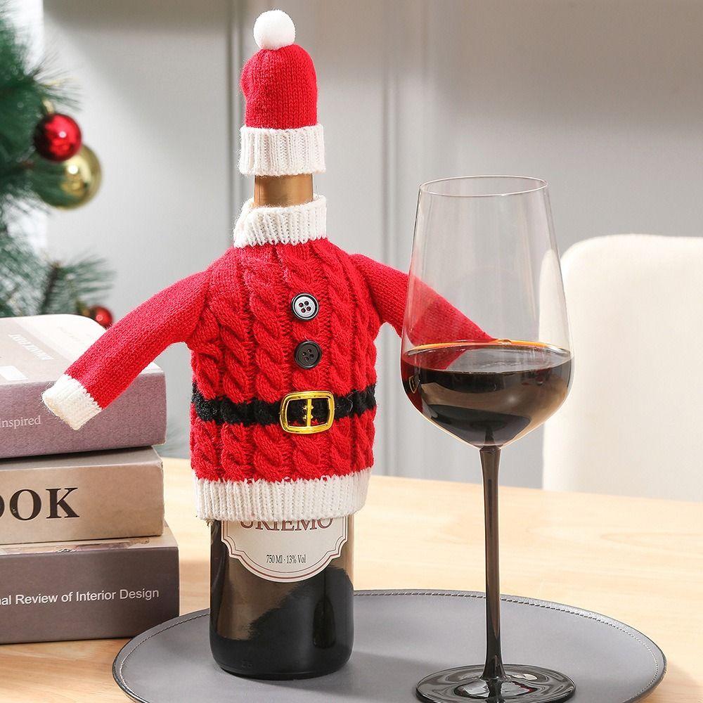 DIY Christmas Wine Bottle Cover Creative Wine Bottle Knitted Sweaters  Party Supplies