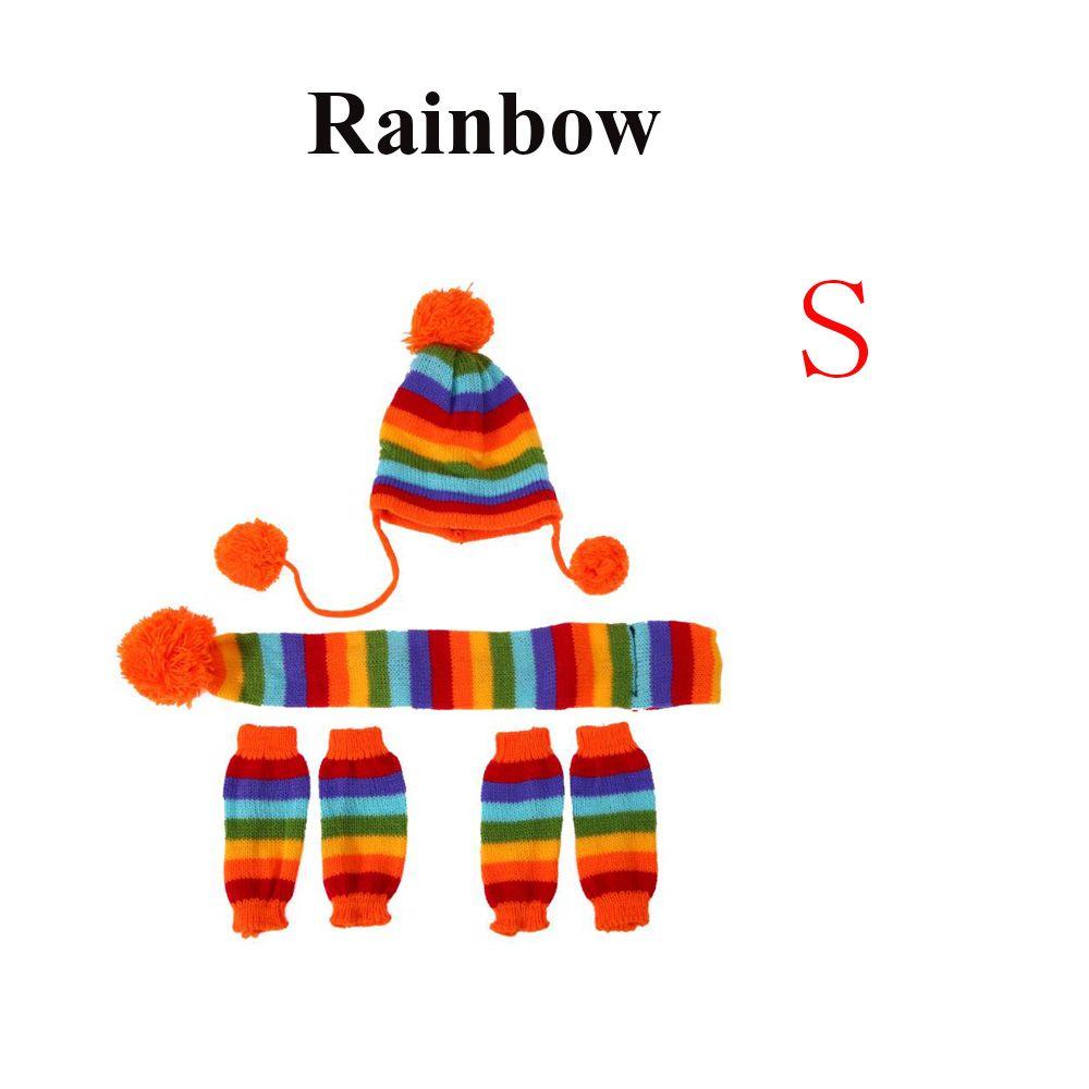 6Pcs/Set Fashion Dressing Up Stripe Knitted Puppy Costume Dog Socks Cat Clothes Pet Warm Hat Scarf