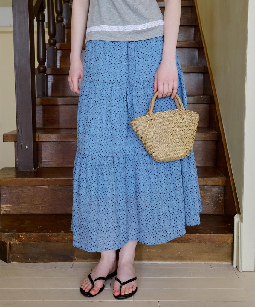 Letter From Moon Mine Tiered Long Skirt (Blue)