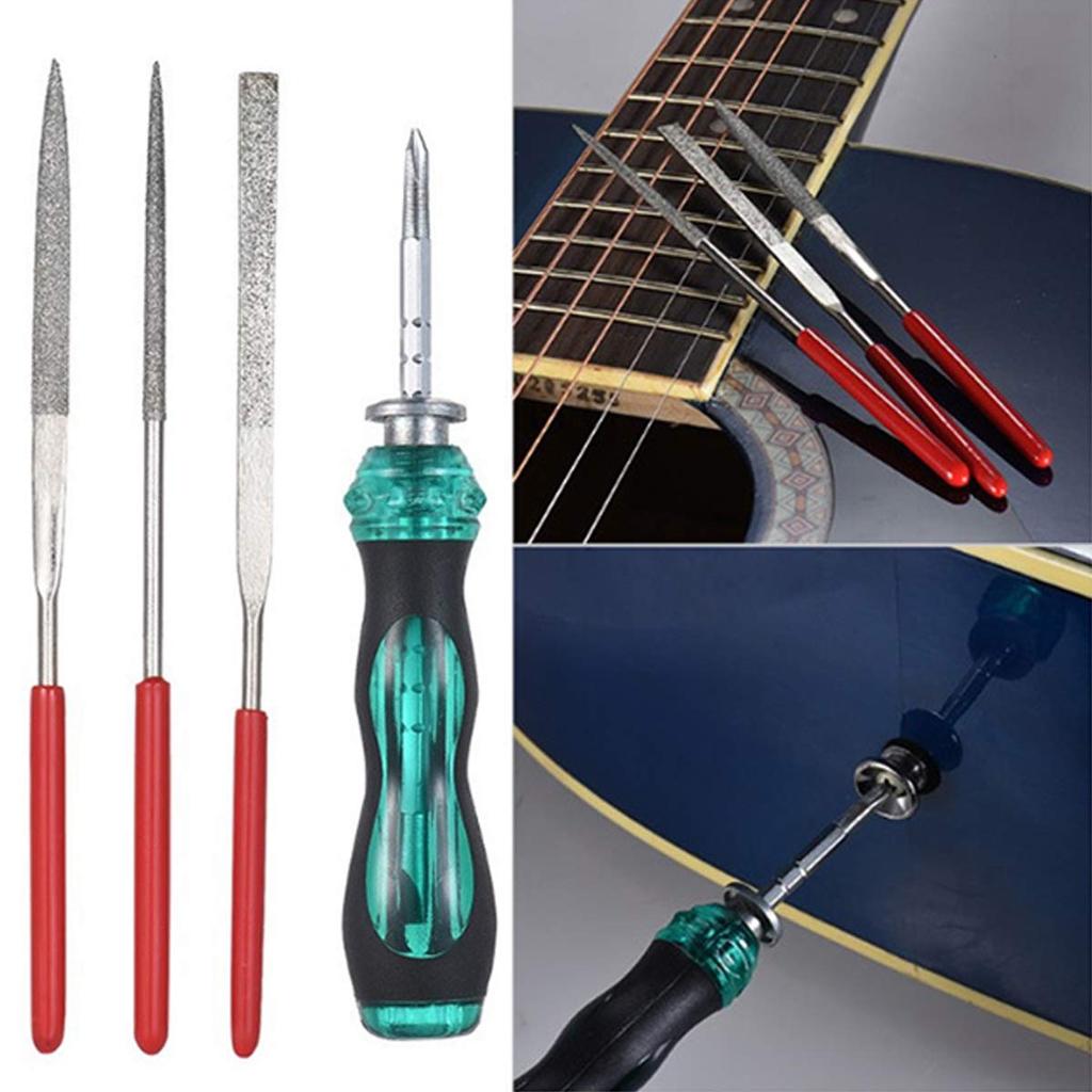 Smilerain Guitar Repair Guitar Maintenance Repair Tools for Guitar and Guitar Bass Maintenance Including Measuring Hex Nut Bridge Storage Bag Included